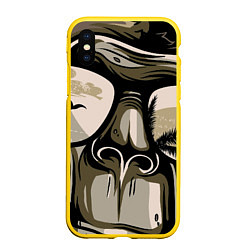 Чехол iPhone XS Max матовый Шимпанзе арт, цвет: 3D-желтый