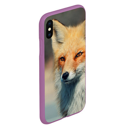 Чехол iPhone XS Max матовый Лисица / 3D-Фиолетовый – фото 2