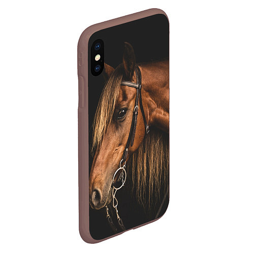 Чехол iPhone XS Max матовый Взгляд коня / 3D-Коричневый – фото 2