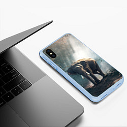 Чехол iPhone XS Max матовый Слон в лесу, цвет: 3D-голубой — фото 2