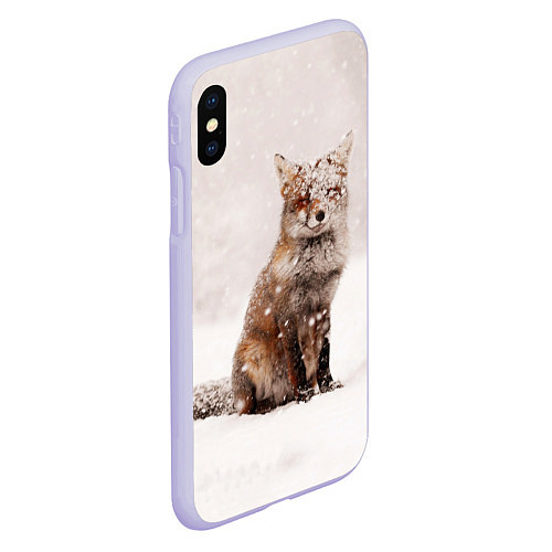 Чехол iPhone XS Max матовый Снежная лисица / 3D-Светло-сиреневый – фото 2
