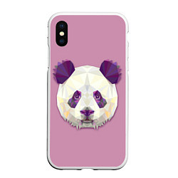 Чехол iPhone XS Max матовый Геометрическая панда, цвет: 3D-белый