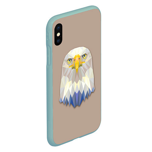 Чехол iPhone XS Max матовый Геометрический орел / 3D-Мятный – фото 2