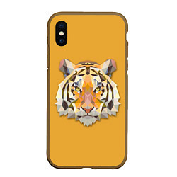 Чехол iPhone XS Max матовый Геометрический тигр, цвет: 3D-коричневый