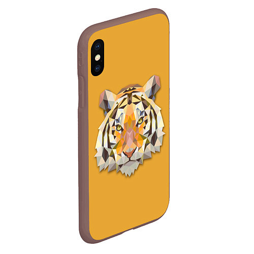 Чехол iPhone XS Max матовый Геометрический тигр / 3D-Коричневый – фото 2