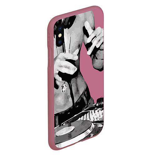 Чехол iPhone XS Max матовый Брюс Ли Dj / 3D-Малиновый – фото 2