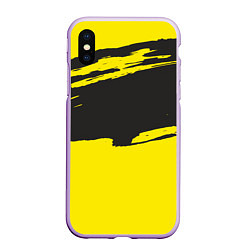Чехол iPhone XS Max матовый Чёрно-жёлтый, цвет: 3D-сиреневый