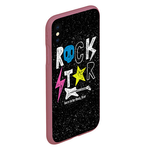 Чехол iPhone XS Max матовый Rock Star / 3D-Малиновый – фото 2