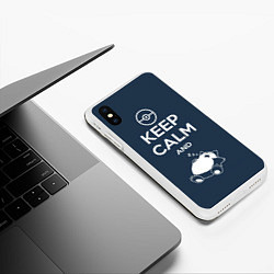 Чехол iPhone XS Max матовый Keep Calm & Squirtle, цвет: 3D-белый — фото 2