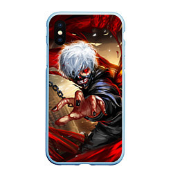 Чехол iPhone XS Max матовый Blood, цвет: 3D-голубой