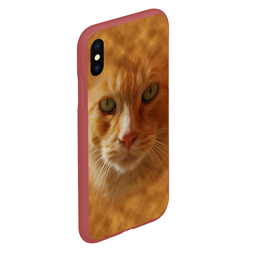 Чехол iPhone XS Max матовый Рыжий котик / 3D-Красный – фото 2