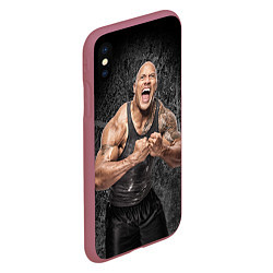 Чехол iPhone XS Max матовый Dwayne Johnson, цвет: 3D-малиновый — фото 2