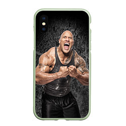 Чехол iPhone XS Max матовый Dwayne Johnson, цвет: 3D-салатовый