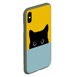 Чехол iPhone XS Max матовый Черная кошка, цвет: 3D-темно-зеленый — фото 2