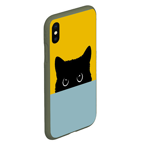 Чехол iPhone XS Max матовый Черная кошка / 3D-Темно-зеленый – фото 2