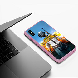 Чехол iPhone XS Max матовый PUBG Wars, цвет: 3D-розовый — фото 2