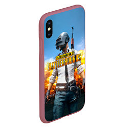 Чехол iPhone XS Max матовый PUBG Wars, цвет: 3D-малиновый — фото 2