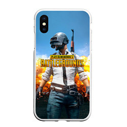 Чехол iPhone XS Max матовый PUBG Wars, цвет: 3D-белый