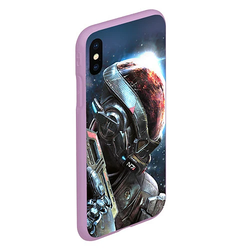 Чехол iPhone XS Max матовый Mass Effect: Andromeda / 3D-Сиреневый – фото 2