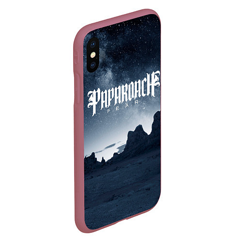 Чехол iPhone XS Max матовый Paparoach: Fear / 3D-Малиновый – фото 2