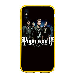 Чехол iPhone XS Max матовый Paparoach: Black style, цвет: 3D-желтый