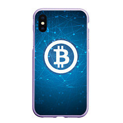 Чехол iPhone XS Max матовый Bitcoin Blue