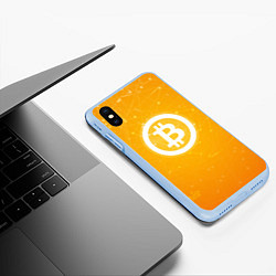 Чехол iPhone XS Max матовый Bitcoin Orange, цвет: 3D-голубой — фото 2