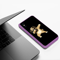 Чехол iPhone XS Max матовый Mops Dab, цвет: 3D-фиолетовый — фото 2