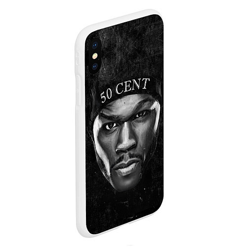 Чехол iPhone XS Max матовый 50 cent: black style / 3D-Белый – фото 2