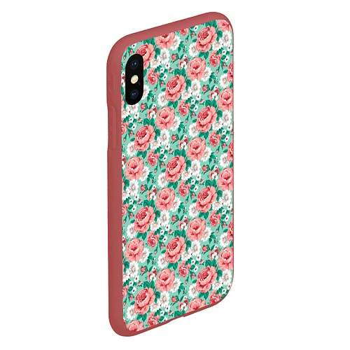 Чехол iPhone XS Max матовый Розы / 3D-Красный – фото 2