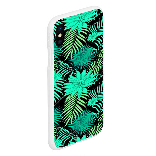 Чехол iPhone XS Max матовый Tropical pattern / 3D-Белый – фото 2