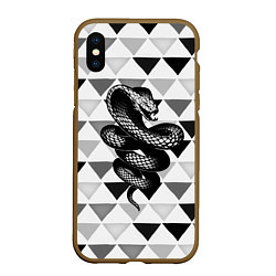 Чехол iPhone XS Max матовый Snake Geometric, цвет: 3D-коричневый