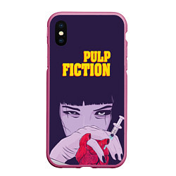 Чехол iPhone XS Max матовый Pulp Fiction: Dope Heart, цвет: 3D-малиновый