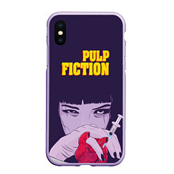 Чехол iPhone XS Max матовый Pulp Fiction: Dope Heart, цвет: 3D-светло-сиреневый