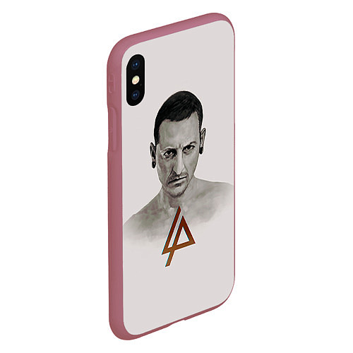 Чехол iPhone XS Max матовый Chester Bennington / 3D-Малиновый – фото 2