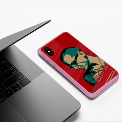 Чехол iPhone XS Max матовый Chester Bennington, цвет: 3D-розовый — фото 2