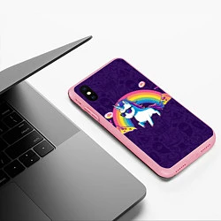 Чехол iPhone XS Max матовый Радужный единорог, цвет: 3D-баблгам — фото 2