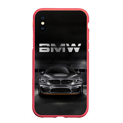 Чехол iPhone XS Max матовый BMW серебро, цвет: 3D-красный