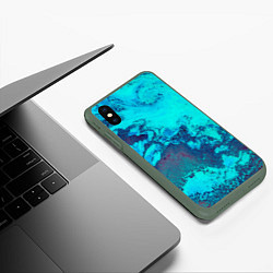 Чехол iPhone XS Max матовый Лазурные текстуры, цвет: 3D-темно-зеленый — фото 2