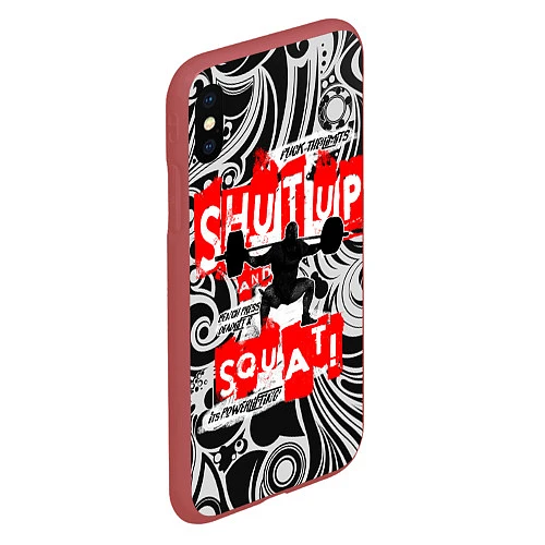 Чехол iPhone XS Max матовый Shut up & squat / 3D-Красный – фото 2