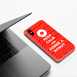 Чехол iPhone XS Max матовый Keep Calm & Gimme a donut, цвет: 3D-красный — фото 2