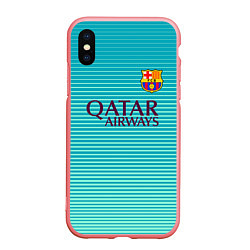 Чехол iPhone XS Max матовый Barcelona FC: Aqua, цвет: 3D-баблгам
