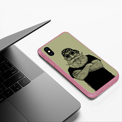 Чехол iPhone XS Max матовый Old Hipster, цвет: 3D-малиновый — фото 2