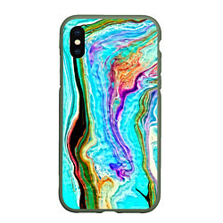 Чехол iPhone XS Max матовый Цветные разводы