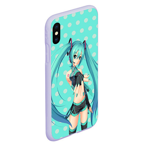 Чехол iPhone XS Max матовый Hatsune Miku / 3D-Светло-сиреневый – фото 2