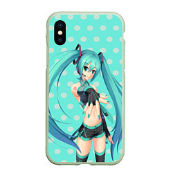 Чехол iPhone XS Max матовый Hatsune Miku, цвет: 3D-салатовый