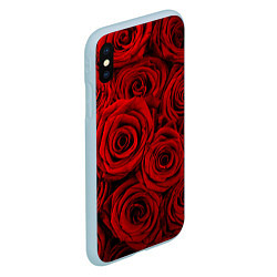 Чехол iPhone XS Max матовый Красные розы, цвет: 3D-голубой — фото 2