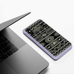 Чехол iPhone XS Max матовый Африканский мотив, цвет: 3D-светло-сиреневый — фото 2
