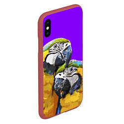 Чехол iPhone XS Max матовый Попугайчики, цвет: 3D-красный — фото 2