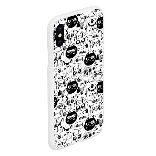Чехол iPhone XS Max матовый Meow Pattern / 3D-Белый – фото 2